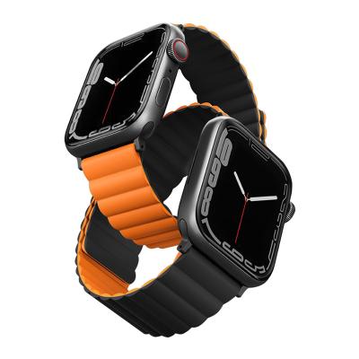 China New Improved Silicone 2022 Reversible Strap Magnetic Band Connector Silicone Quick Release For Apple Watch Se Series 7 6 5 38mm 42mm 45mm for sale