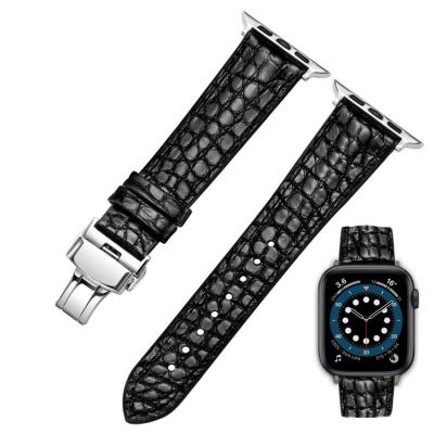 China Luxury Genuine Alligator Quick Release Leather Watch Band For Apple Iwatch Se 6 7 Genuine Alligator 5 4 Watch Strap Replacement For Men Sweatproof for sale