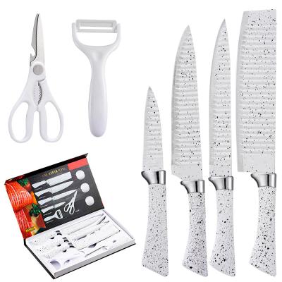 China Amazon Sustainable Hot Product 6pcs Stainless Steel Non-Stick Kitchen Knives Set In Gift Box for sale