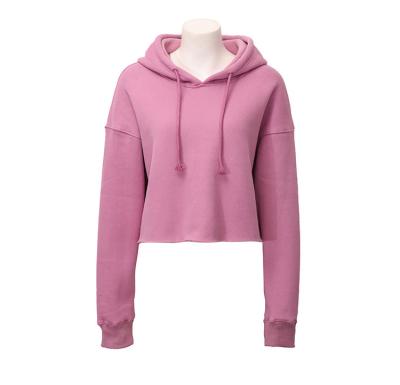 China Custom Anti-wrinkle In-stock Items Logo Printing Solid Color Fleece Shorts Hoodies Sweatshirts Women Crop Top Hoodies for sale