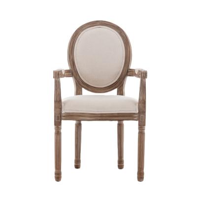 China Round Solid Wood Back Armrest (Other) Adjustable Antique French Style Chairs Louis Oval Back Armchair for sale