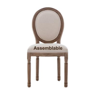 China (Other) Antique Design Adjustable Round Furniture Louis Chair Solid Wood Back Wedding Dining Chair for sale