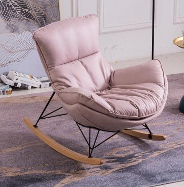 China Hot Sales Modern Optional Comfortable Lazy Foldable Relax Pink Living Room Sofa Rocking Chair for sale