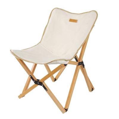 China Modern Outdoor Foldable Wooden Beach Chair Beech Butterfly Canvas Camping Folding Picnic Chair for sale