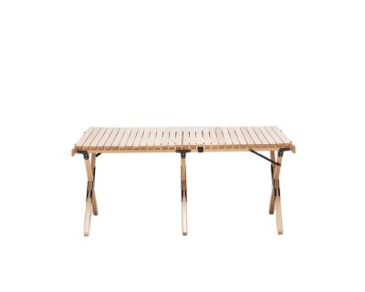 China Beech Egg Roll Table Easy Carry Outdoor Solid Wood Portable Folding Camping Picnic Table for sale