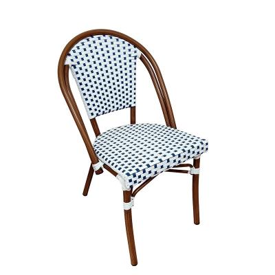 China Cafe Bistros French Rattan Waterproof Stackable Woven Outdoor Garden Dining Chair for sale