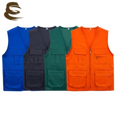 China OEM Polyester Pure Worker Multi-pockets Worker Uniform Women And Men's Vests And Vests for sale