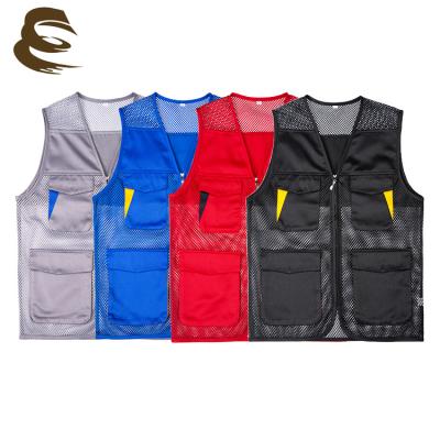 China 100% Unisex Vest and Breathable Logo Anti-Shrink Custom Polyester Vest with Large Pockets Work Clothes for sale