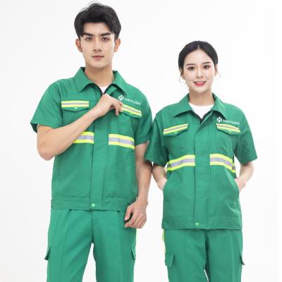 China Workwear Safety Coveralls Mechanic Workwear Uniforms Anti-Shrink Coveralls Working Sleeve Shorts Work Wear Summer Suit Safety Uniform for sale