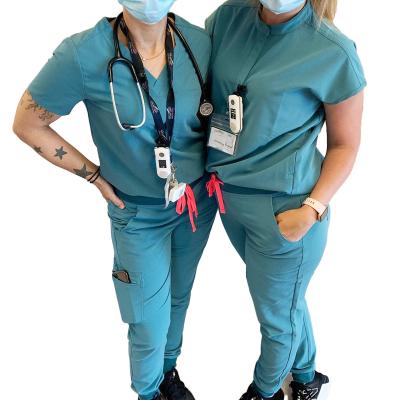 China wholesale Anti-wrinkle Anti-Shrink Scrub Suits Colors Hospital Uniforms Designs Masculino Short Sleeves Lace Up Anti Bacterial Nurse Uniform for sale