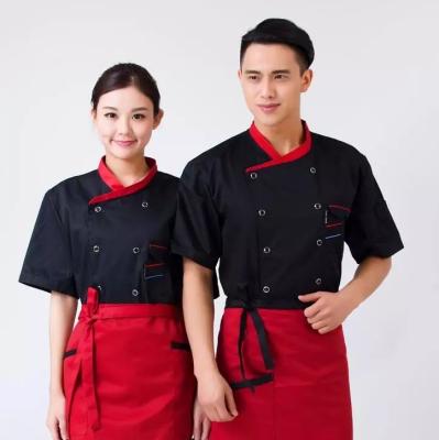 China Easy To Clean New Fashion Chef Uniform Short Sleeve Cook Bartender Clothing Food Service Kitchen Work Clothes Breathable Hotel Wear for sale