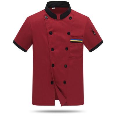 China Breathable Short Sleeve Chef Clothes Uniform Restaurant Kitchen Cooking Overall Professional Chef Coat Waiter Work Uniform Equipment for sale