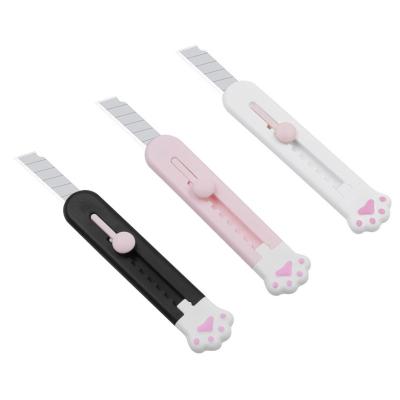 China Kawaii Mini Knife Cat Paw Art Serving Knife Box Paper Cutter Craft Stationery Express Wrapping Rechargeable Blade Serving Knife for sale