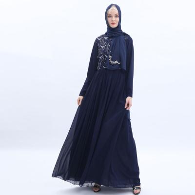 China Long Sleeve Dubai Abaya Long Dress Muslim Dress Chiffon Summer Muslim Dress for sale