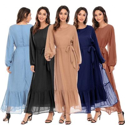 China Muslim Long Dress Dubai Party Evening Dress Casual Wear With Long Sleeves Islamic Clothing for sale