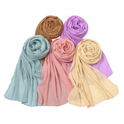 China 1922 Pleated Chiffon Toe Cap Scarf Dubai Hijab Scarf Chiffon Hijab Women New By MuslmQLO Design Chiffon for sale