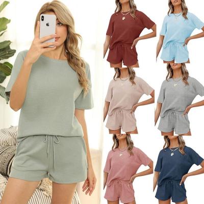 China New Amazon QUICK DRY women's cotton short sleeve home wear pajamas leisure nightgowns loungewear set for sale