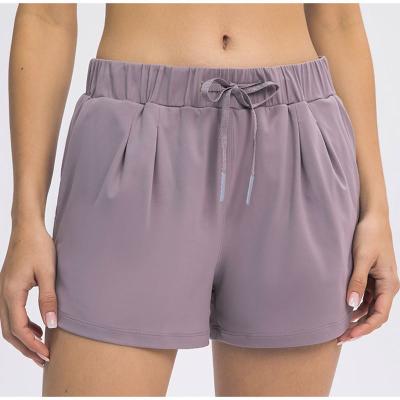 China Lulu Yoga Sports Shorts Women's Breathable Fitness Sports Running Lash Up Shorts Suck Sweat Casual Loose Quick Dry for sale