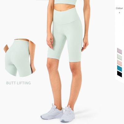 China Super Biker Feeling Breathable Women Yoga Waist Butter Soft Naked Top Shorts Hip Lift Compression Shorts for sale