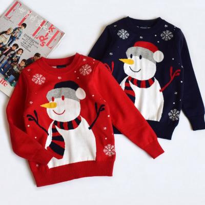 China New Fashion Cute Cotton Unisex Winter Anti-shrink Snowman Design Jacquard Christmas Kids Shirt Boys Ugly Sweater for sale