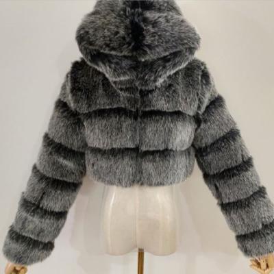 China Breathable Plus Size Female Plush Hooded Overcoat Long Sleeve Plain Faux Fur Thick Plain Basic Jackets for sale