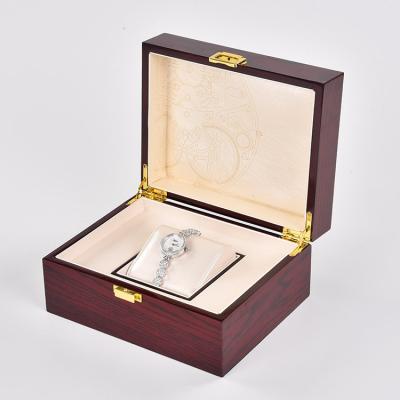 China High End Watch Packaging Watch Storage Display Wholesale PU Lacquer MDF Solid Wood Packaging Box Luxurious Watch Box for sale