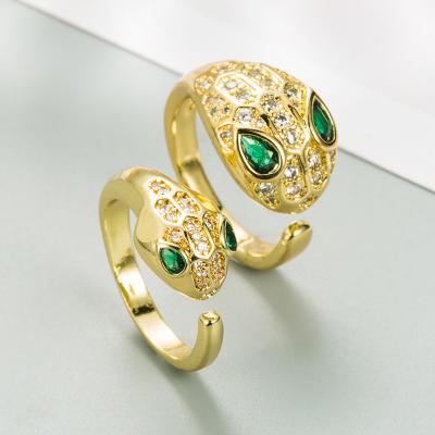 China Fashion CLASSIC Border Gold Snake Shaped Rings Inlaid With Zircon For Men And Women With Vintage Openings for sale