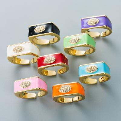 China - Zircon plated micro - CLASSIC European and American copper inlaid ring for women with an adjustable opening for sale