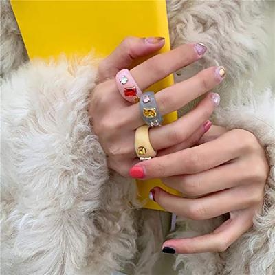 China Resin CLASSIC Ring Diamond Ring Thick Acrylic Women's Colorful Jelly Index Ring for sale