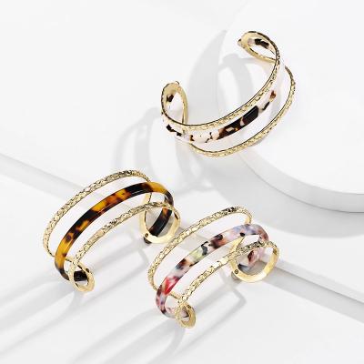 China Leopard plate acetic acid metal bangle new style source factory border popular goods casual/sporty print open bangle for sale