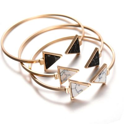 China Casual/sporty like hot marbled opening triangle turquoise bracelet trend personality alloy bracelet wholesale for sale