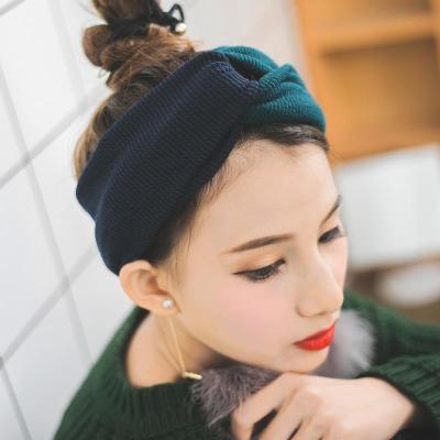 China New - edge knitting cross hair band thickened wool non - European and American style wide slip head band temperament fashion for sale