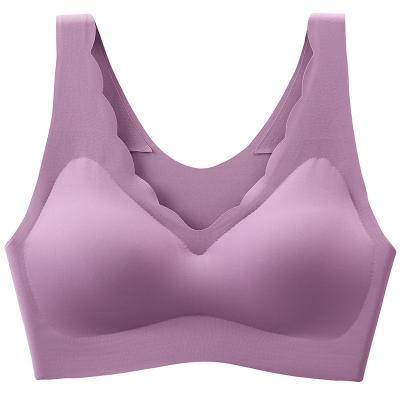 China Viable stitching latex for women with small breasts to gather sleep vest sports girl ice silk bra for sale