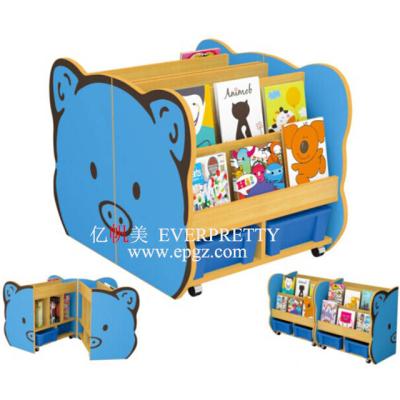 China Kindergarten Movable Movable Wooden Furniture Kids Universal Kindergarten Shelf With Boxes for sale