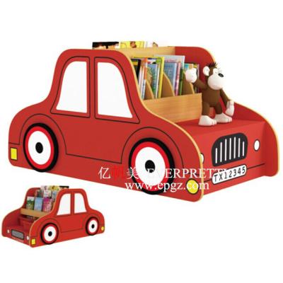 China New Design Wooden Custody Furniture Cute Car Form Children Wooden Shelf for sale