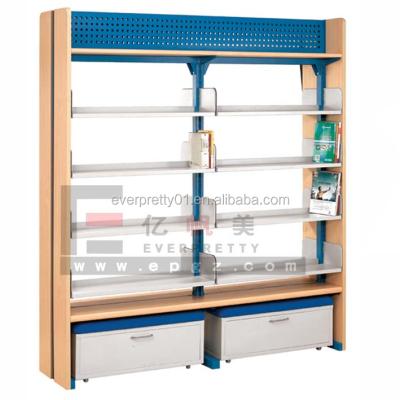 China Traditional Metal School Library Furniture Double Side Book Shelves For Library for sale