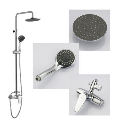 China With Brass Shower Set Bathroom Shower Set Wall-adorned Slide Bar Body Double Functions Heat And Cold Water Shower Set for sale