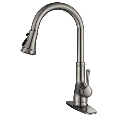 China Electric Faucets JDOOR Pull Down Type Sink Mixer Polished Nickel 304 Stainless Steel Kitchen Faucet With Pull Out Spout for sale