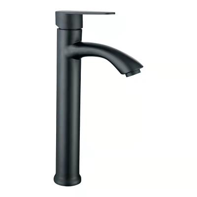 China JDOOR Large Contemporary Style Matte Black Single Handle Deck Mounted Bathroom Basin Faucet For Hotel for sale