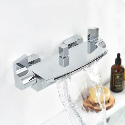 China With German Brass Shower Tub Sliding Bar Body Waterfall Faucet Designs Shower Set Brass Set Heat And Cold Water for sale