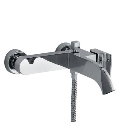 China With Slide Bar Shower Faucet Wall-decked Heat And Cold Water Faucet Shower Set Square Shape Faucet Waterfall Under Water Outlet Shower Set for sale