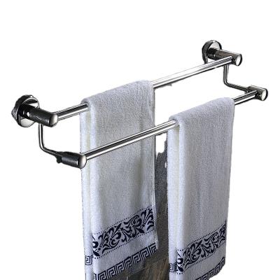 China Romantic 304 Stainless Steel Hotel Towel Rack Bathroom Towel Bipolar Towel Pole Shelf for sale