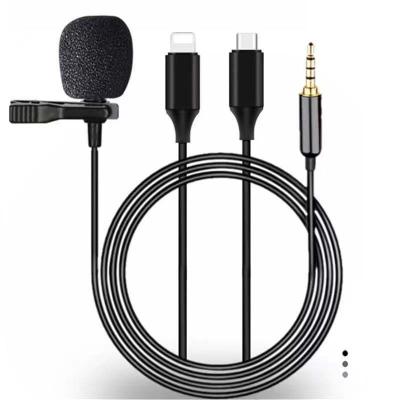 China Headset Microphone Lavalier Stereo Sound Cut Out 3.5mm Cable Earphone Conference USB Type C Lapel MIC Charging Cable Mini Microphone For Phone for sale