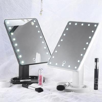 China Touch Control lLed Lighted Mirror Bathroom 360 Degree Rotating Portable Custmetic Make Up Mirror for sale