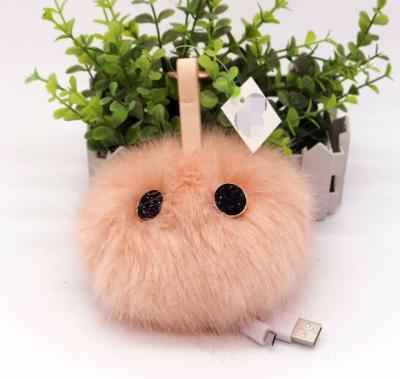 China Popular support factory fast charge pom pom power bank 2000mah kawaii fur power bank for sale