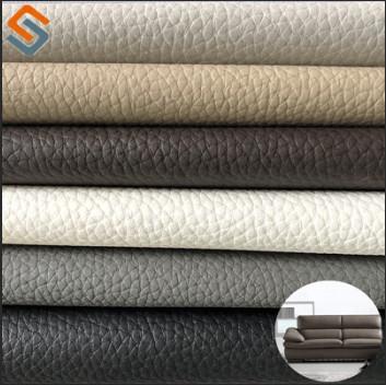 China Kleines Litschi-PVC-Leder für Sofa Furniture Upholstery 0.6MM 50Meters/Rolle zu verkaufen