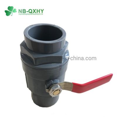 China Irrigation UPVC 2 PCS Socket Ball Valve Plastic Grey Body with Pn10 Nominal Pressure for sale