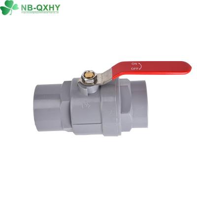 China Customized Request Chinese Red Steel Handle QX PVC 2 PCS Ball Valve for Plumbing System for sale