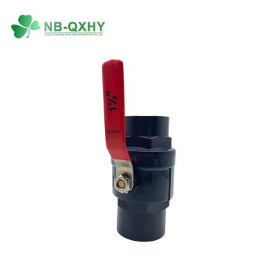 China PVC 2 Piece Valve with Straight Through Type and Two Stainless Steel Handle Ball Valve for sale