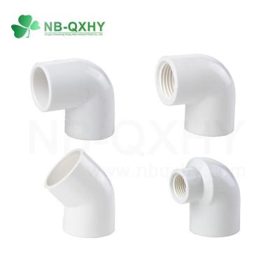 China Industria PVC tubo de ajuste de 90 grados Codo reducción masculino Codo femenino Codo de cabeza redonda en venta